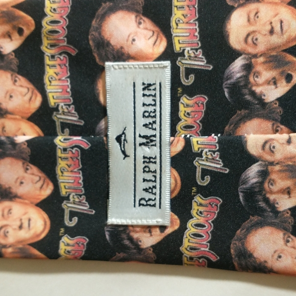 Ralph Marlin Novelty print tie  The Three Stooges Heads print men's 4' wide tie - Picture 7 of 9